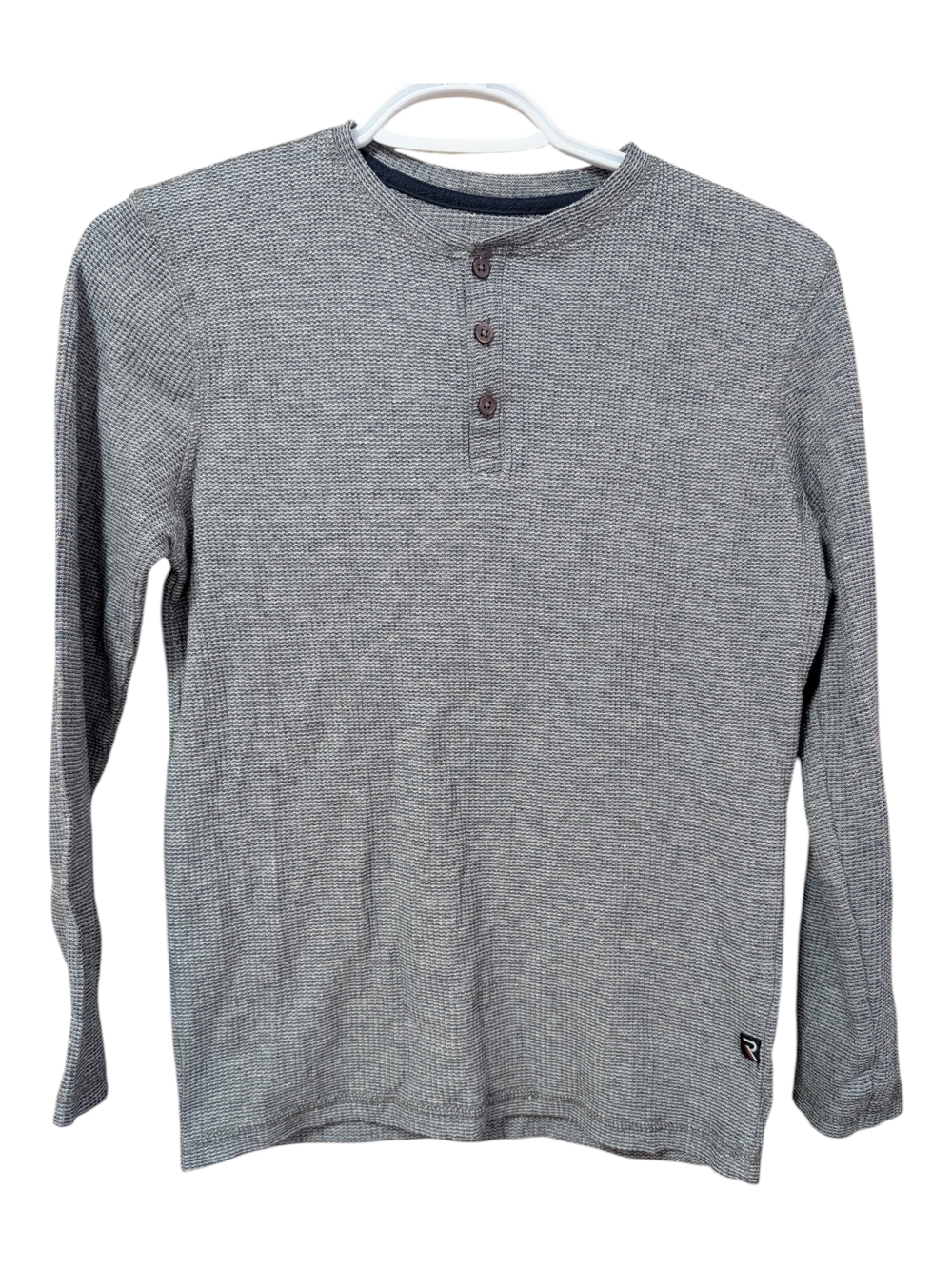 Kids Long Sleeve Henley Tee - Gray